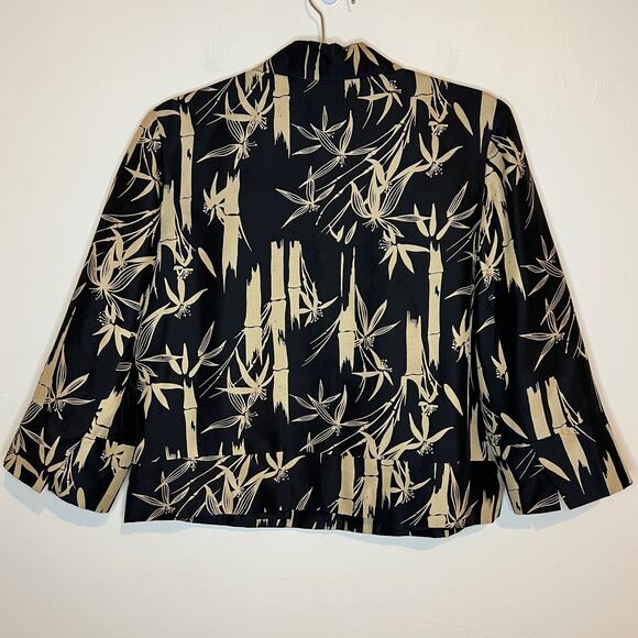Harvé Benard by Bernard Holtzman 100% Silk Bamboo Jacket 3/4 Sleeve Size 12 - Picture 2 of 4